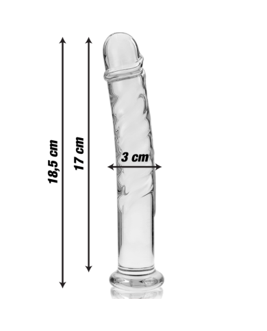 NEBULA SERIES BY IBIZA - MODEL 16 DILDO BOROSILICATE GLASS CLEAR 18.5 CM -O- 3 CM