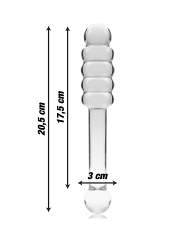 NEBULA SERIES BY IBIZA - MODEL 20 DILDO BOROSILICATE GLASS CLEAR 20.5 CM -O- 3 CM