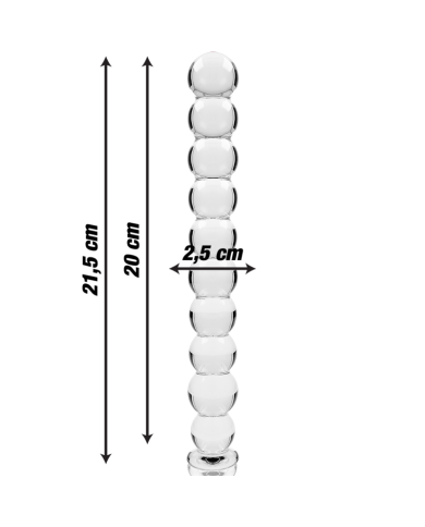 NEBULA SERIES BY IBIZA - MODEL 22 DILDO BOROSILICATE GLASS CLEAR 21.5 CM -O- 2.5 CM