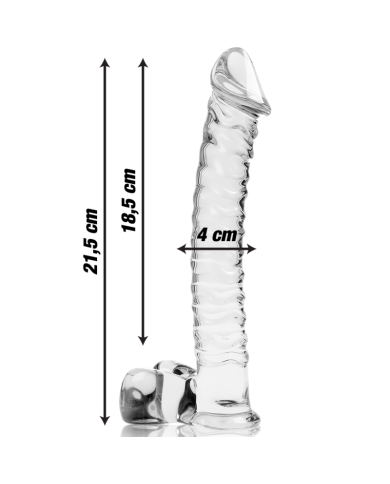 NEBULA SERIES BY IBIZA - MODEL 23 DILDO BOROSILICATE GLASS CLEAR 21.5 CM -O- 4 CM