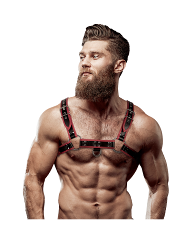 FETISH SUBMISSIVE ATTITUDE - BRUSTHARNESS AUS ÖKOLEDER FÜR HERREN SCHWARZ/ROT