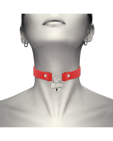 COQUETTE CHIC DESIRE - ROTE HALSKETTE AUS VEGANEM LEDER MIT HERZ-ACCESSOIRE MIT SCHLÜSSEL