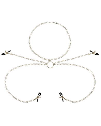 OHMAMA FETISH 4 PINCES À TÉTONS AVEC COLLIER CHAÎNE