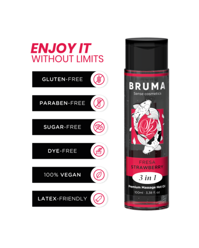 BRUMA - PREMIUM MASSAGE HOT OIL STRAWBERRY 3 IN 1 - 100 ML