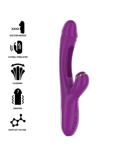 INTENSE - ATENEO WIEDERAUFLADBARER MULTIFUNKTIONSVIBRATOR 7 VIBRATIONEN MIT OSZILLIERENDER ZUNGE UND STIMULIERENDEN WELLEN LILA