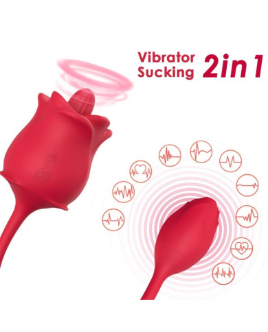 ARMONY - ROSA 2-IN-1-STIMULATORWELLEN & VIBRATOR 10 MODI MIT ROTEM SCHWANZ