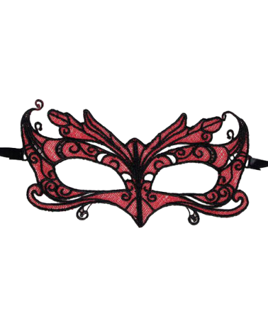 QUEEN LINGERIE - LACE MASK WITH RED DETAILS