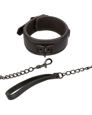 CALEXOTICS - NOCTURNAL COLLIER ET LAISSE EN CUIR RÉGLABLE NOIR