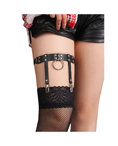 SUBBLIME - 953744 VERSTELLBARES PUNK-STRUMPFHOSE AUS LEDER SCHWARZ EINE GRÖSSE