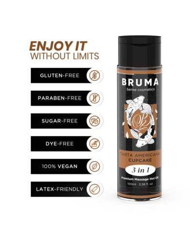 BRUMA - PREMIUM-MASSAGEÖL MIT WÄRMEEFFEKT, CUPCAKE-GESCHMACK 3 IN 1 - 100 ML