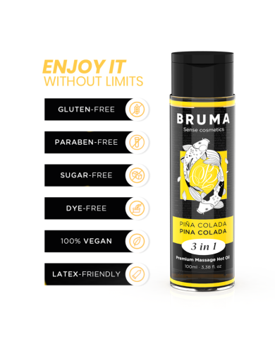 BRUMA - HUILE DE MASSAGE PREMIUM EFFET CHALEUR SAVEUR PINA COLADA 3 EN 1 - 100 ML