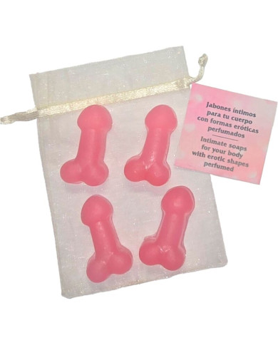 DIABLO PICANTE - 4 MINI SAVONS PARFUMÉS EN FORME DE PÉNIS ROSE