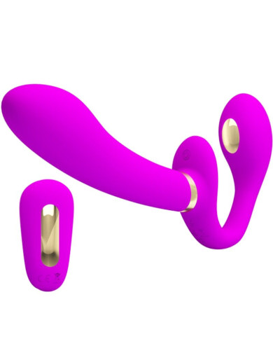 PRETTY LOVE - THUNDERBIRD DOUBLE VIBRATEUR STRAP-ON AVEC TÉLÉCOMMANDE VIOLET