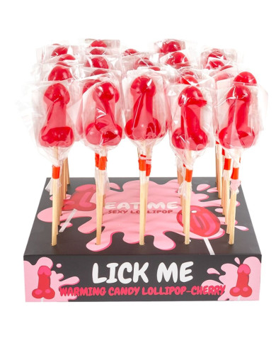 SECRETPLAY - CHERRY CANDY PENIS LOLLIPOP DISPLAY MIT SCHARFEM WÄRMEEFFEKT (40 STÜCK)