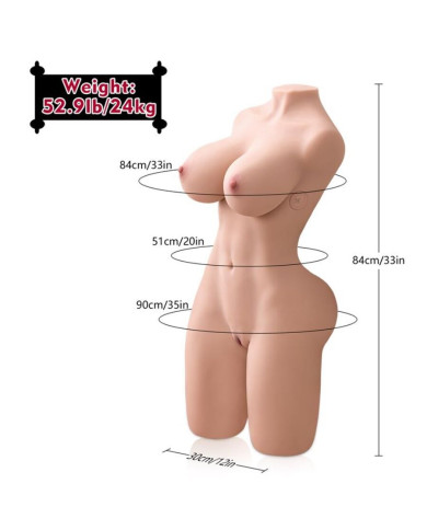 XISE - ERICA THRUSTING TORSE RÉALISTE AVEC VIBRATION FÉMININE 84 CM