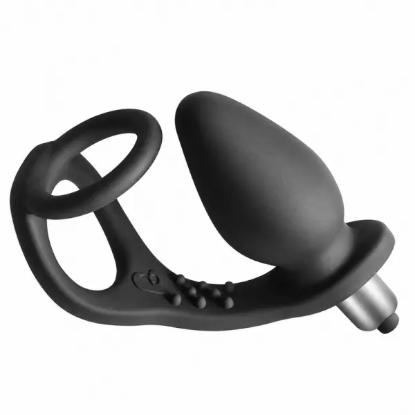 Rocks-Off - Vibrateur De Prostate Ro-Zen Avec Double Anneau, 7 Vitesses, Noir Onyx