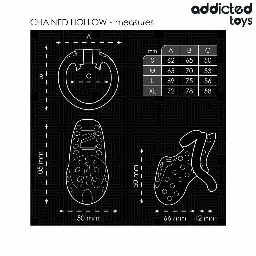 ADDICTED TOYS LOCKED - CHAINED HOLLOW PENIS CAGE 10.5 CM - Image 5