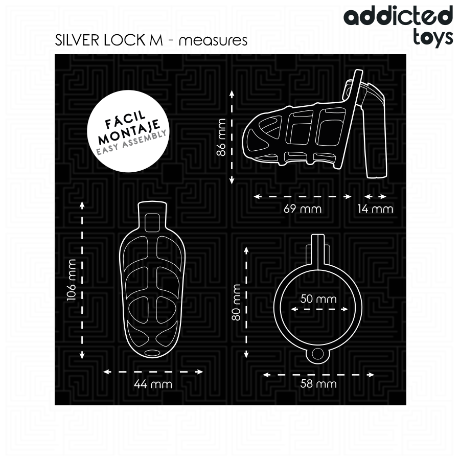 Addicted Toys Locked - Cage À Pénis En Métal Avec Verrou Argent Taille M - Image 5