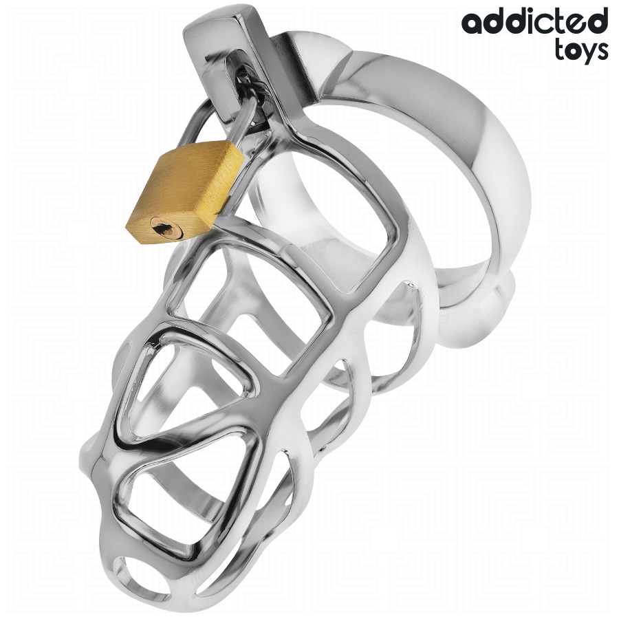 ADDICTED TOYS LOCKED - SILVER LOCK METAL PENIS CAGE - Image 2