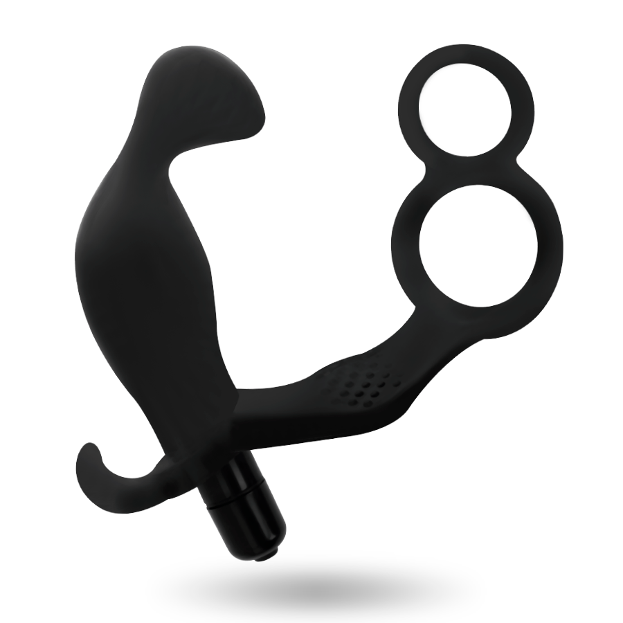 Addicted Toys - Plug Anal Avec Double Anneau Pénis Et Testicules Noir - Image 2