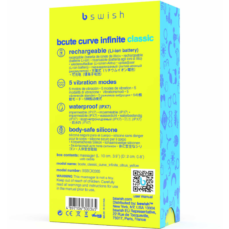 B Swish - Oplaadbare Silicone Vibrator Bcute Curve Infinite Classic Geel - Image 5