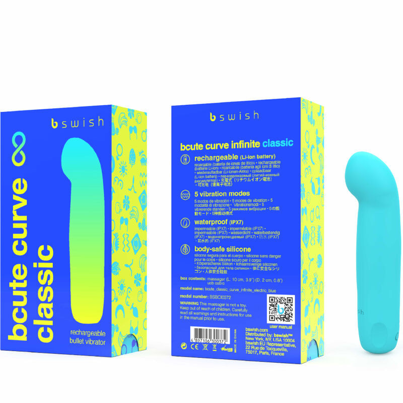 B Swish - Bcute Curve Infinite Classic Rechargeable Vibrator Blue Silicone - Image 3