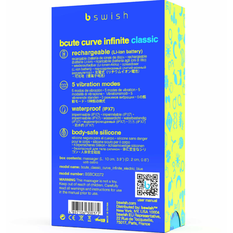 B Swish - Bcute Curve Infinite Classic Rechargeable Vibrator Blue Silicone - Image 5
