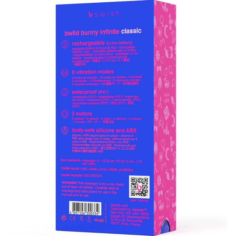 B Swish - Opladbare Classic Vibrator Bwild Bunny Infinite Silicone Blauw - Image 5