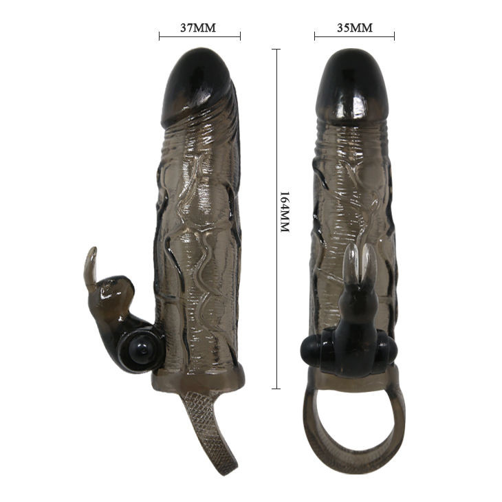 Baile - Brave Man Penis Cover With Rabbit Black 16.5 Cm - Image 4