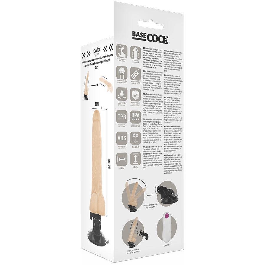 Basecock - Realistic Vibrator Remote Control Flesh 19 Cm -O- 4 Cm - Image 4