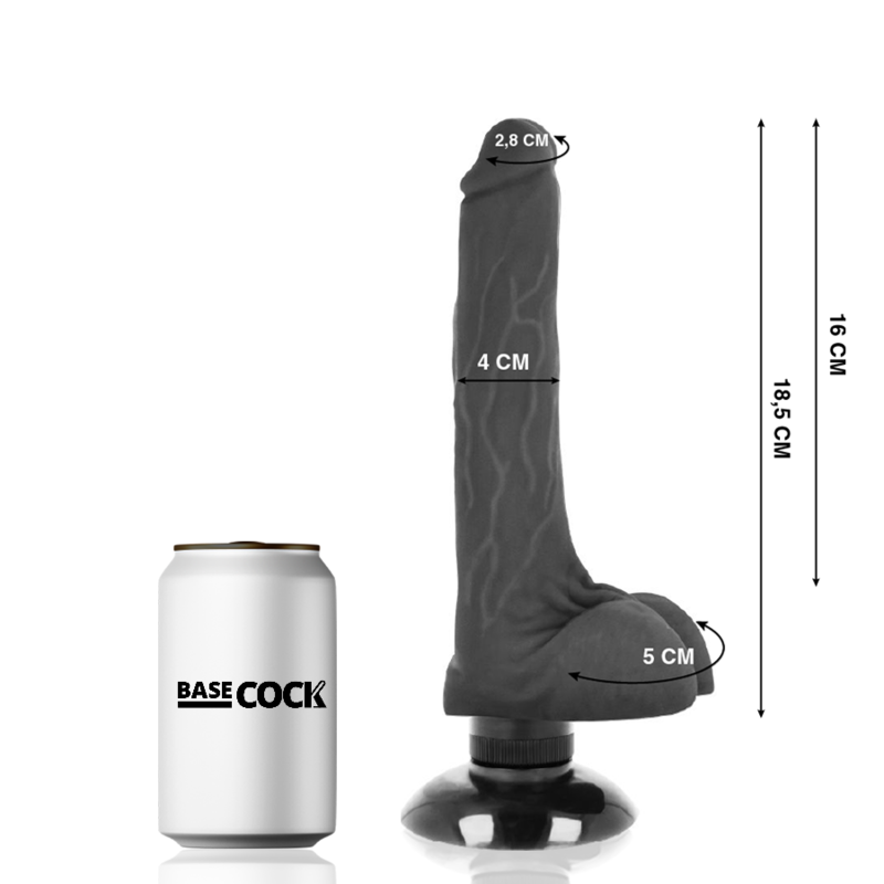 Basecock - Realistische Vibrator 2-1 Zwart 18.5 Cm -O- 4 Cm - Image 2
