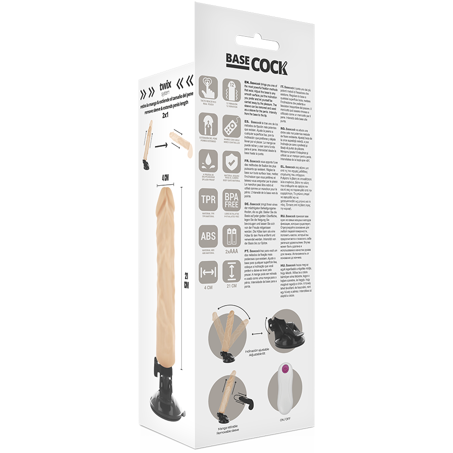 Basecock - Realistic Vibrator Remote Control Flesh 21 Cm -O- 4 Cm - Image 4
