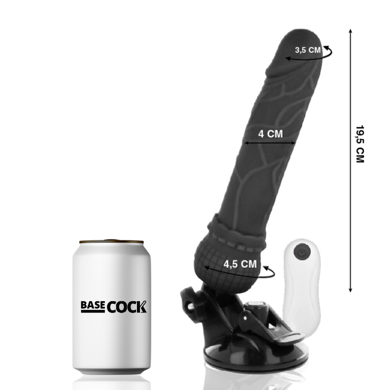 Basecock - Realistische Vibrator Met Afstandsbediening Zwart 19.5 Cm -O- 4 Cm - Image 2