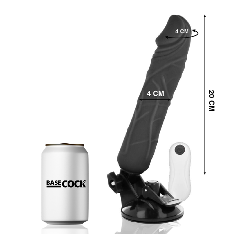 Basecock - Realistic Vibrator Remote Control Black 20 Cm -O- 4 Cm - Image 2