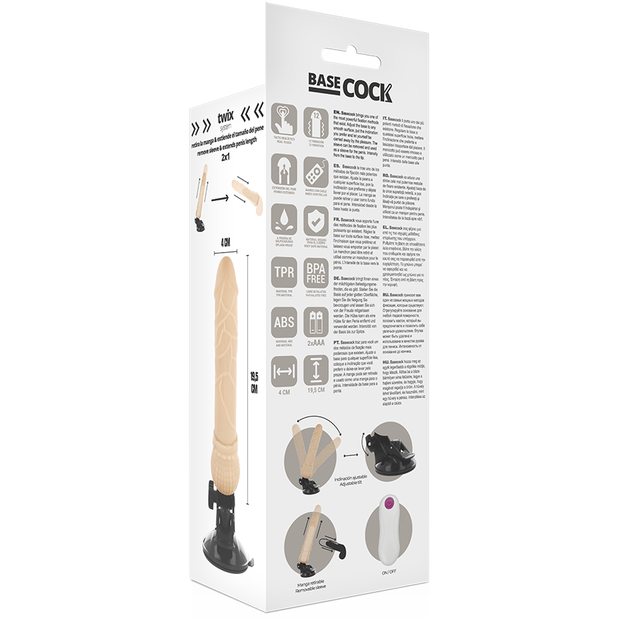 Basecock - Realistic Vibrator Remote Control Flesh 19.5 Cm -O- 4 Cm - Image 4