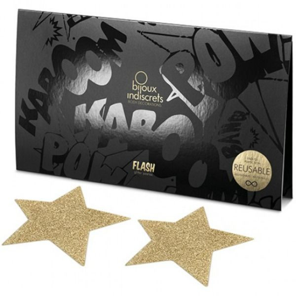 Bijoux - Indiscrets Flash Golden Star Nipple Covers - Image 4