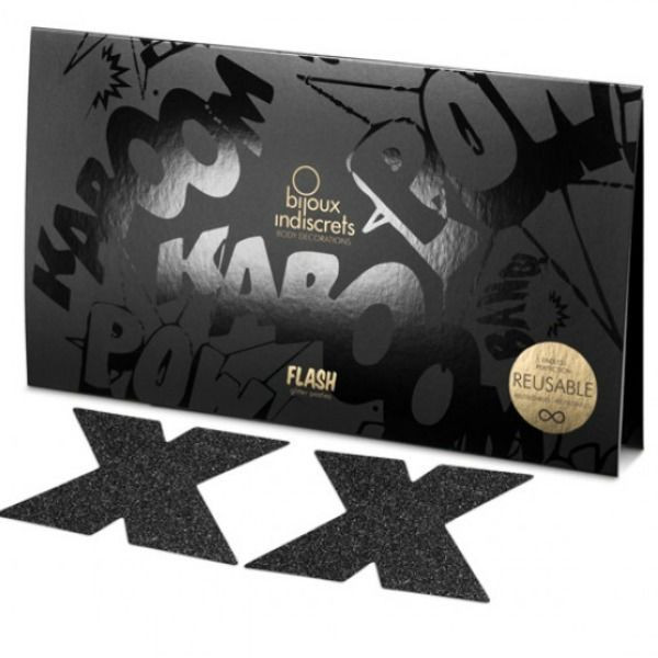 BIJOUX - INDISCRETS FLASH CROSS BLACK NIPPLE CAPS - Image 3
