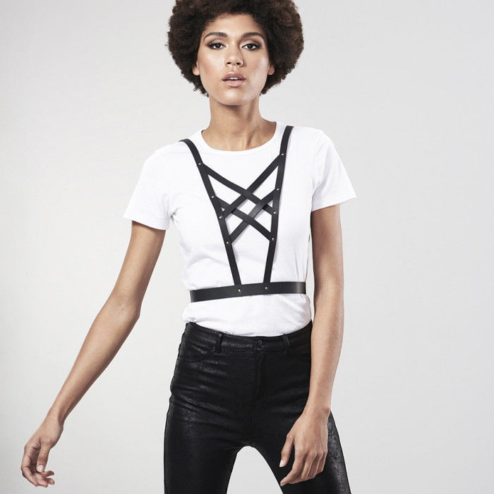 Bijoux - Indiscrets Maze Harnais Croisé Avec Collier Noir - Image 3