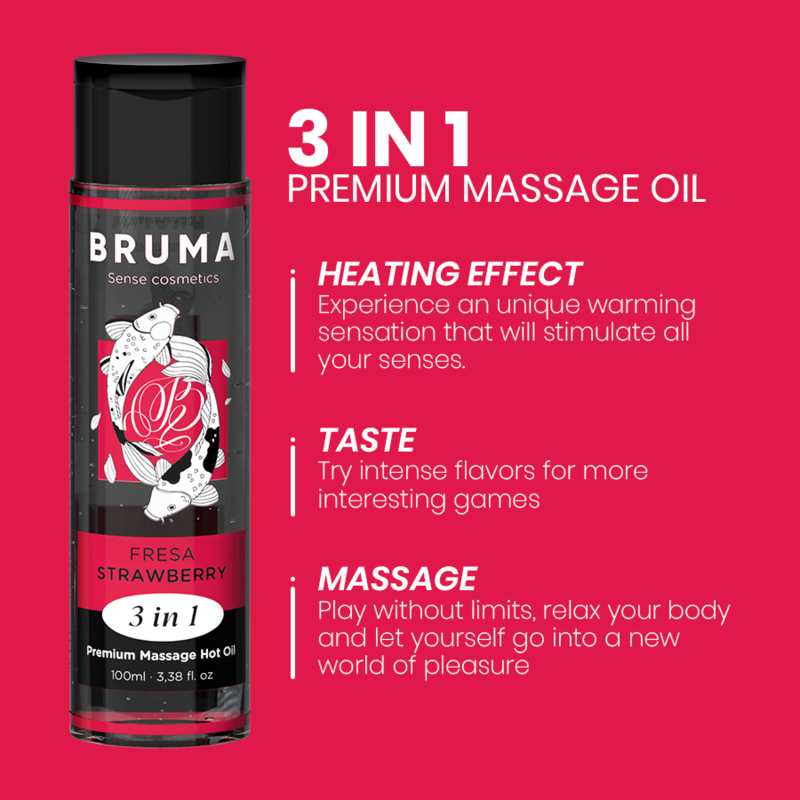 BRUMA - PREMIUM MASSAGE HOT OIL STRAWBERRY 3 IN 1 - 100 ML - Image 3