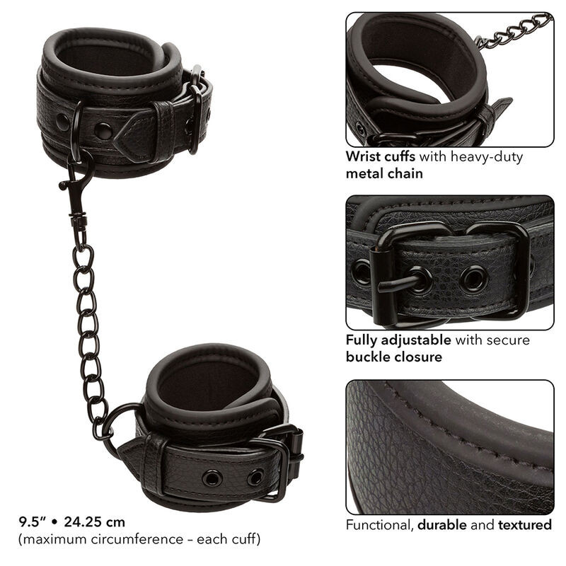 CALEXOTICS - NOCTURNAL LEATHER WRIST CUFFS ADJUSTABLE BLACK - Image 3