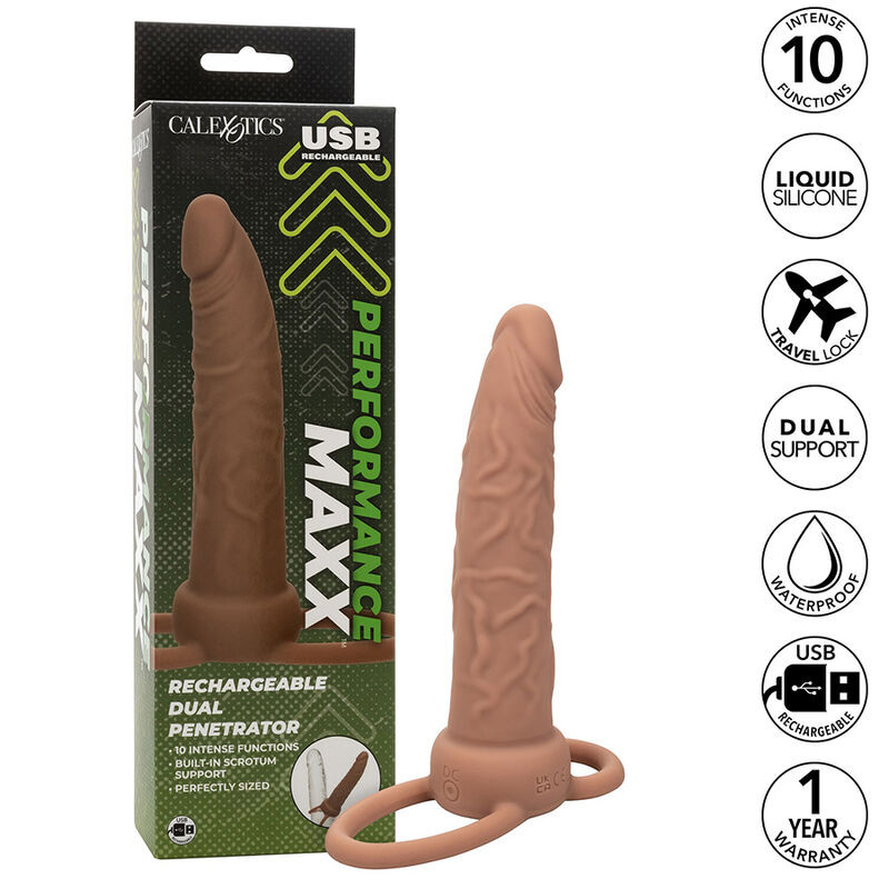 CALEXOTICS - PERFORMANCE MAXX RECHARGEABLE DOUBLE PÉNÉTRATEUR PEAU BRUN - Image 2