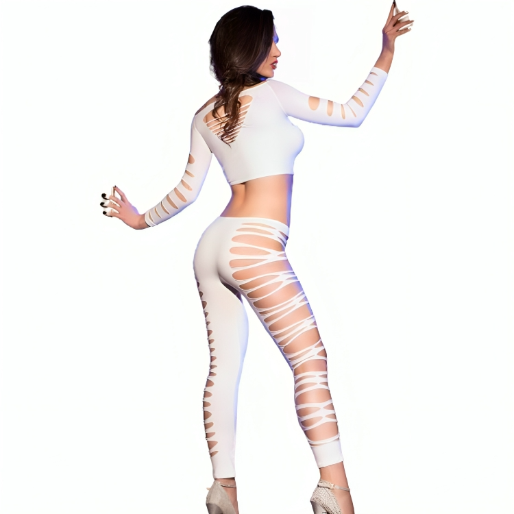 Chilirose - Cr 3654 Top & Leggins Blanc S/M - Image 2