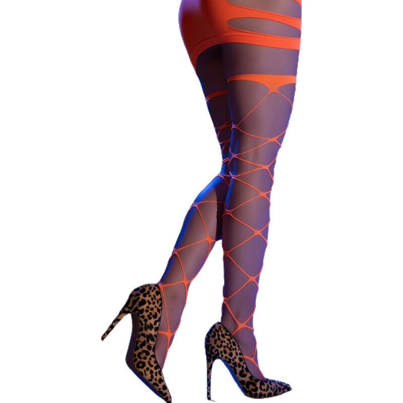 Chilirose - Cr 4706 Collants Cabaret Orange S/M - Image 2