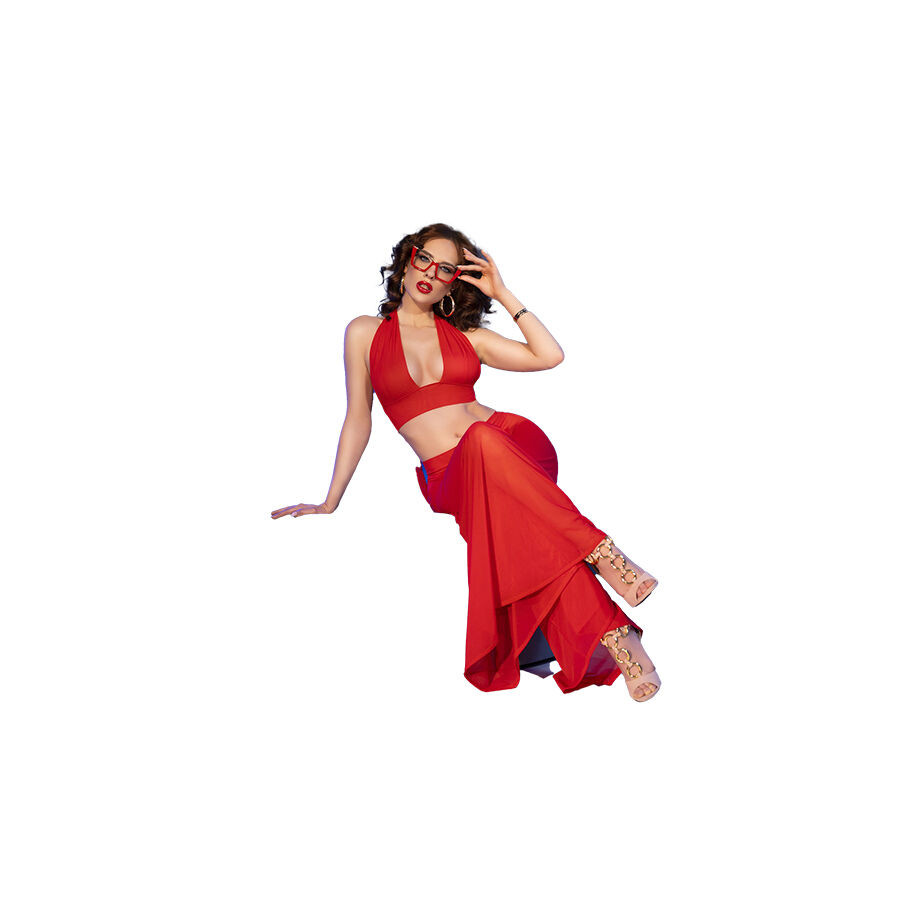 Chilirose - Cr 4857 Ensemble Haut Et Pantalon Rouge Taille S - Image 19