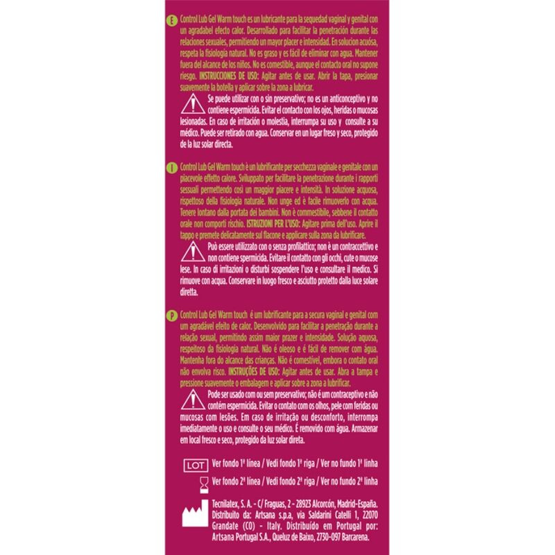 CONTROL - LUB GEL WARMING EFFECT LUBRICANT 75 ML - Image 2