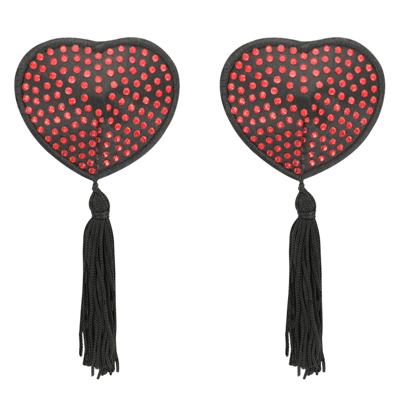 COQUETTE CHIC DESIRE - NIPPLE COVERS HEART BLACK / RED - Image 3