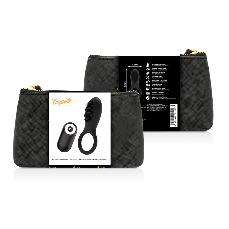 Coquette Chic Desire - Cock Ring Remote Control Rechargeable Black/ Gold - Image 2