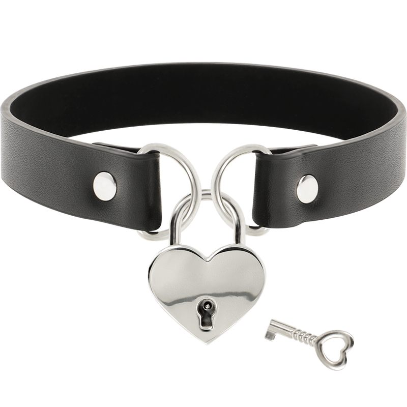 COQUETTE CHIC DESIRE - VEGAN LEATHER NECKLACE WITH HEART ACCESSORY WITH KEY - Image 2