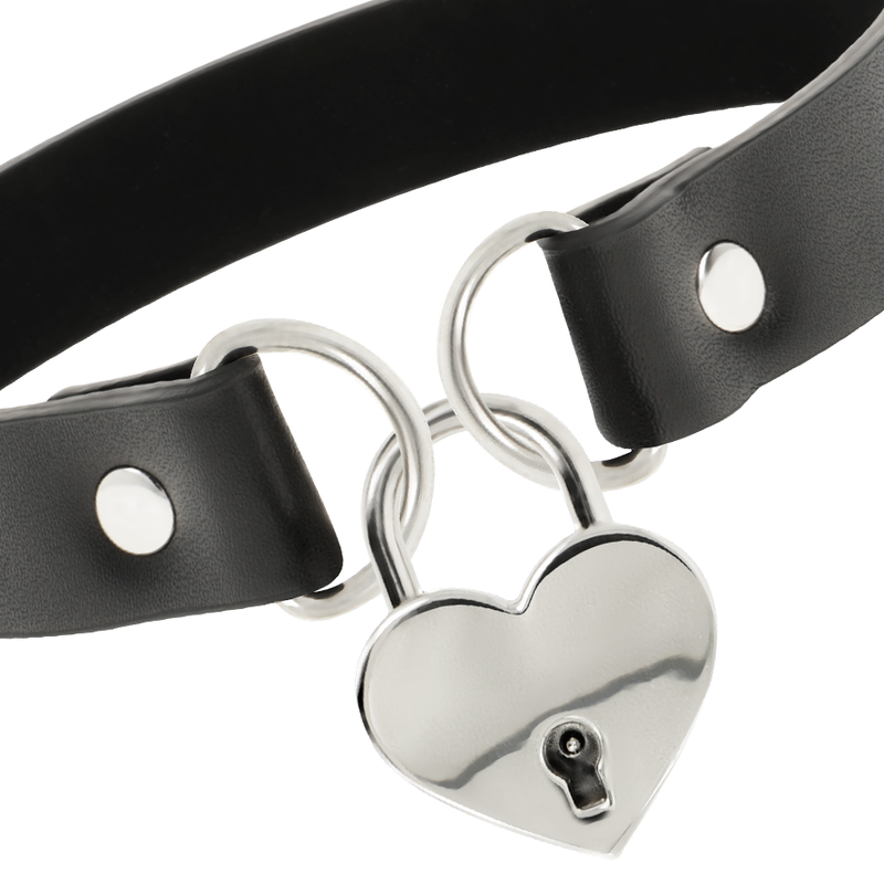 COQUETTE CHIC DESIRE - VEGAN LEATHER NECKLACE WITH HEART ACCESSORY WITH KEY - Image 3