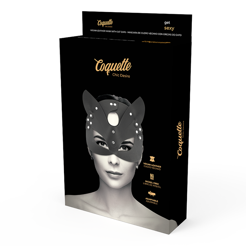 Coquette Chic Desire - Vegan Leather Mask With Bunny Ears - Image 4